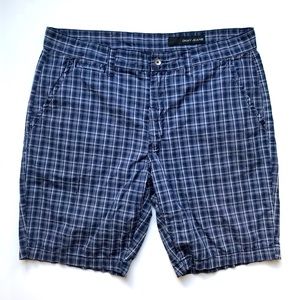 DKNY Men’s Flat Front Shorts Navy Plaid Size 38